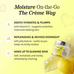 Hand holding The Crème Shop jar showing size and travel-friendly benefit