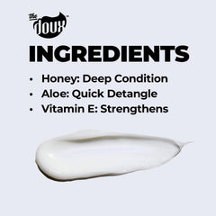 The Doux Supersonic Honey Condish applied to wet curls demonstrating detangling benefit