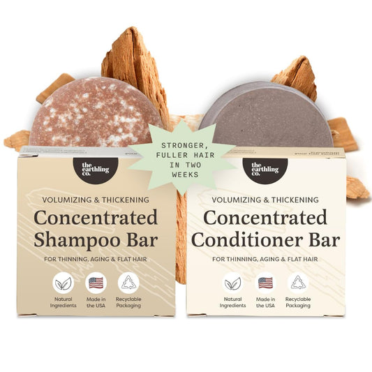 The Earthling Co. front packaging showing volumizing bar and scent benefit