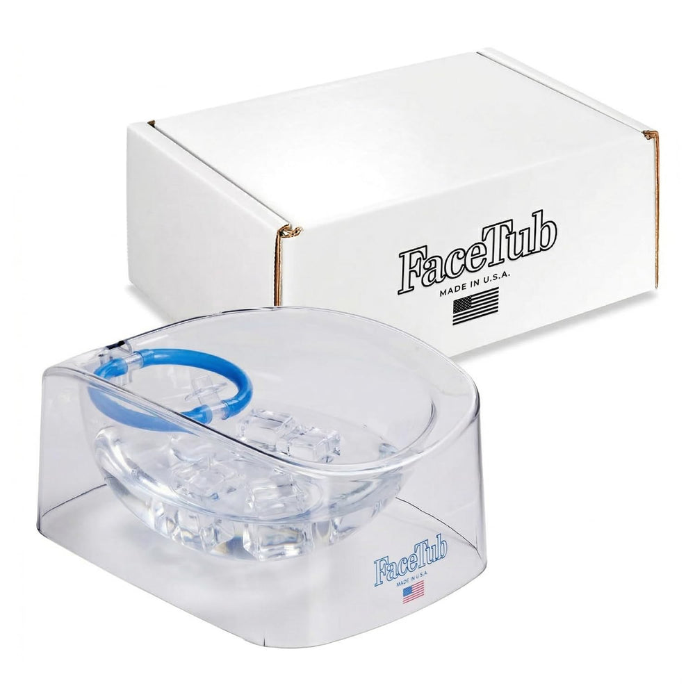 The FaceTub front view showing compact face ice bowl and easy setup for skincare benefits