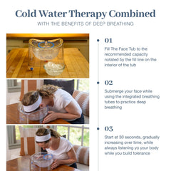 The FaceTub in use during morning ritual showing breath-focused cold plunge for energy benefit