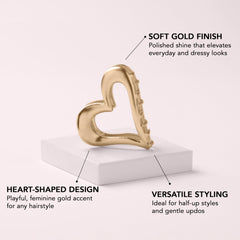 The Hair Edit heart clip close teeth grip showing metal claw and even hold benefit: no slipping