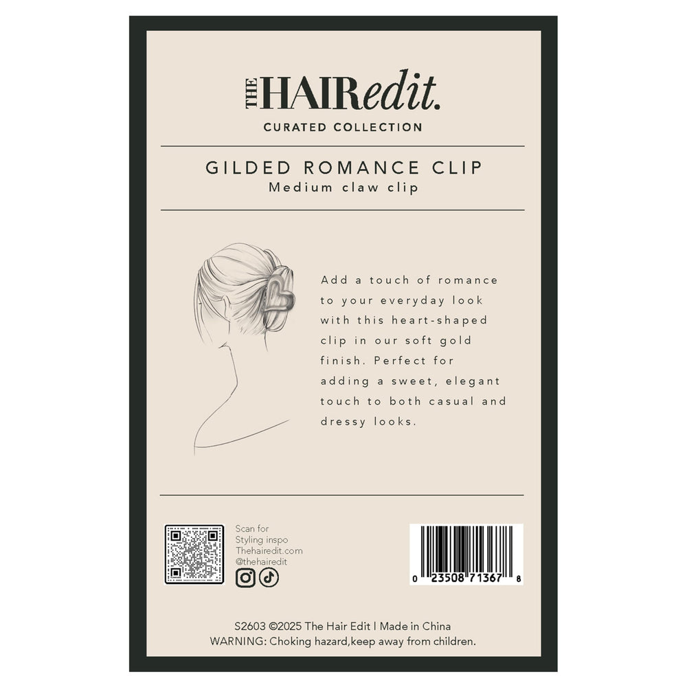 The Hair Edit heart clip in lifestyle outfit showing dressed-up styling benefit: versatile accessory