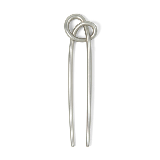 The Hair Edit soft silver pin front view showing sleek design and everyday polish