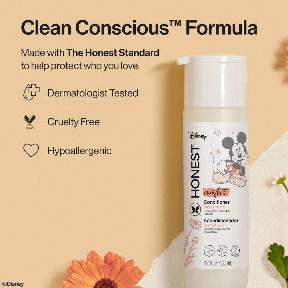 The Honest Company key ingredients displayed with aloe and oils to nourish hair