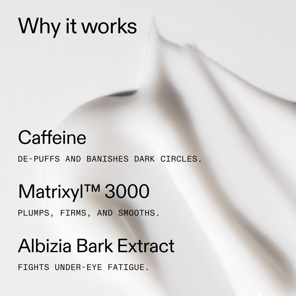 Close-up application pat of The INKEY List cream for gentle under-eye de-puffing