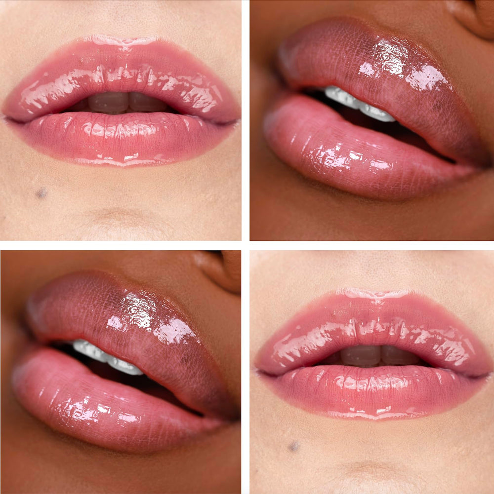 The Lip Bar wand and oil texture close-up, shows glossy non-sticky finish benefit