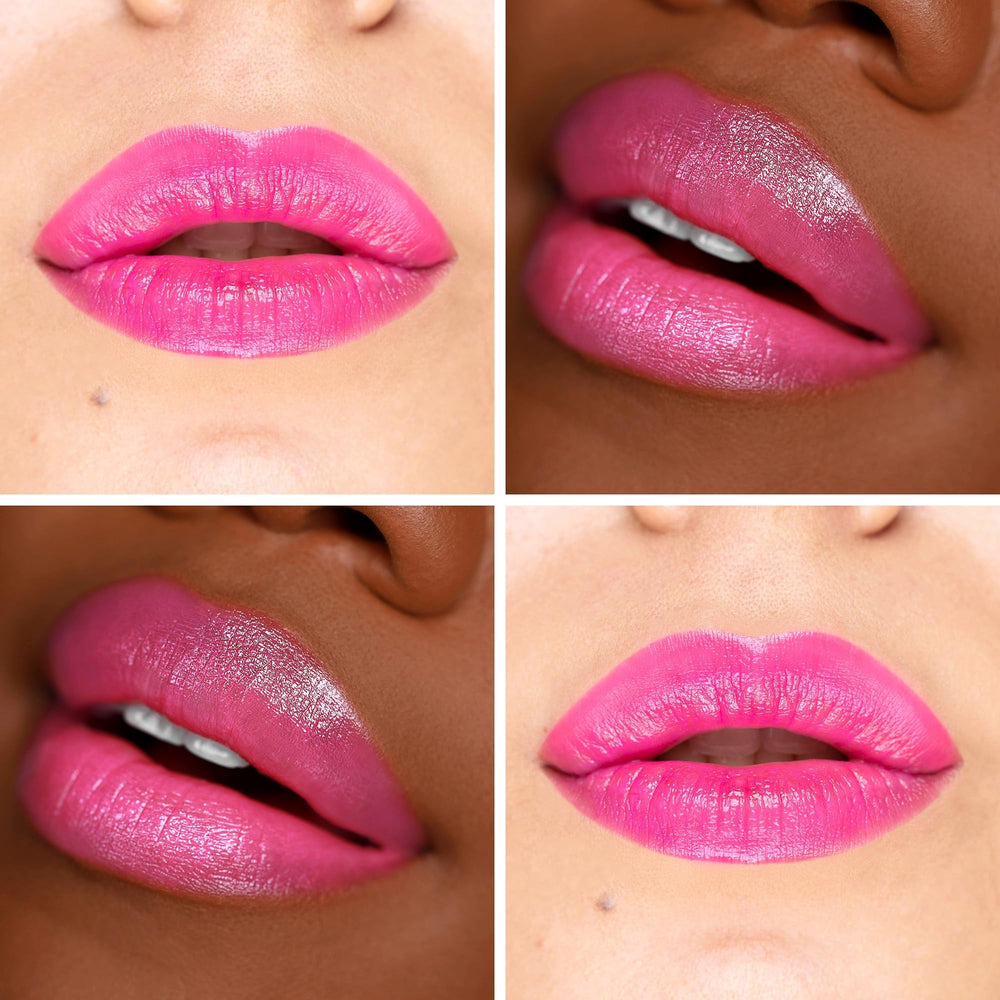 The Lip Bar texture close-up showing mango seed butter sheen for conditioned lips