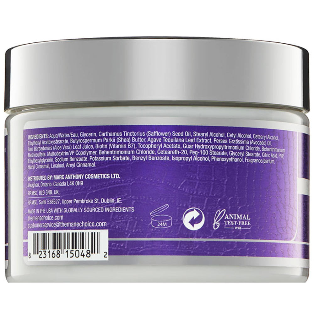 The Mane Choice 12 oz jar next to a ruler illustrating size and travel-friendly quantity benefit