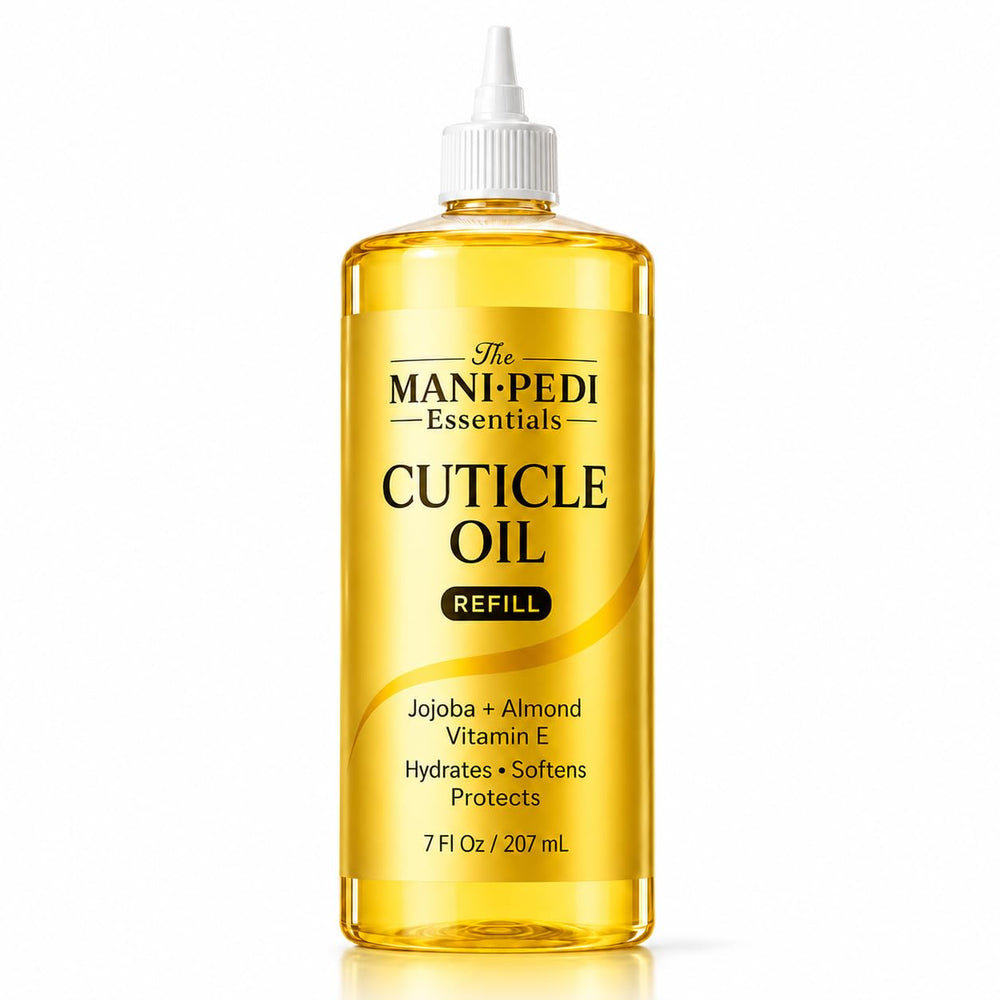 The Mani Pedi Essentials front label showing product identity and volume