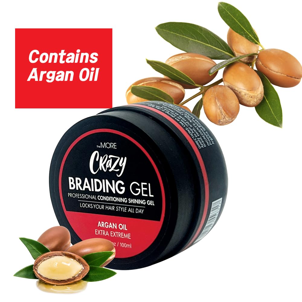 Ingredient label of The MORE gel highlighting argan oil for conditioning benefit