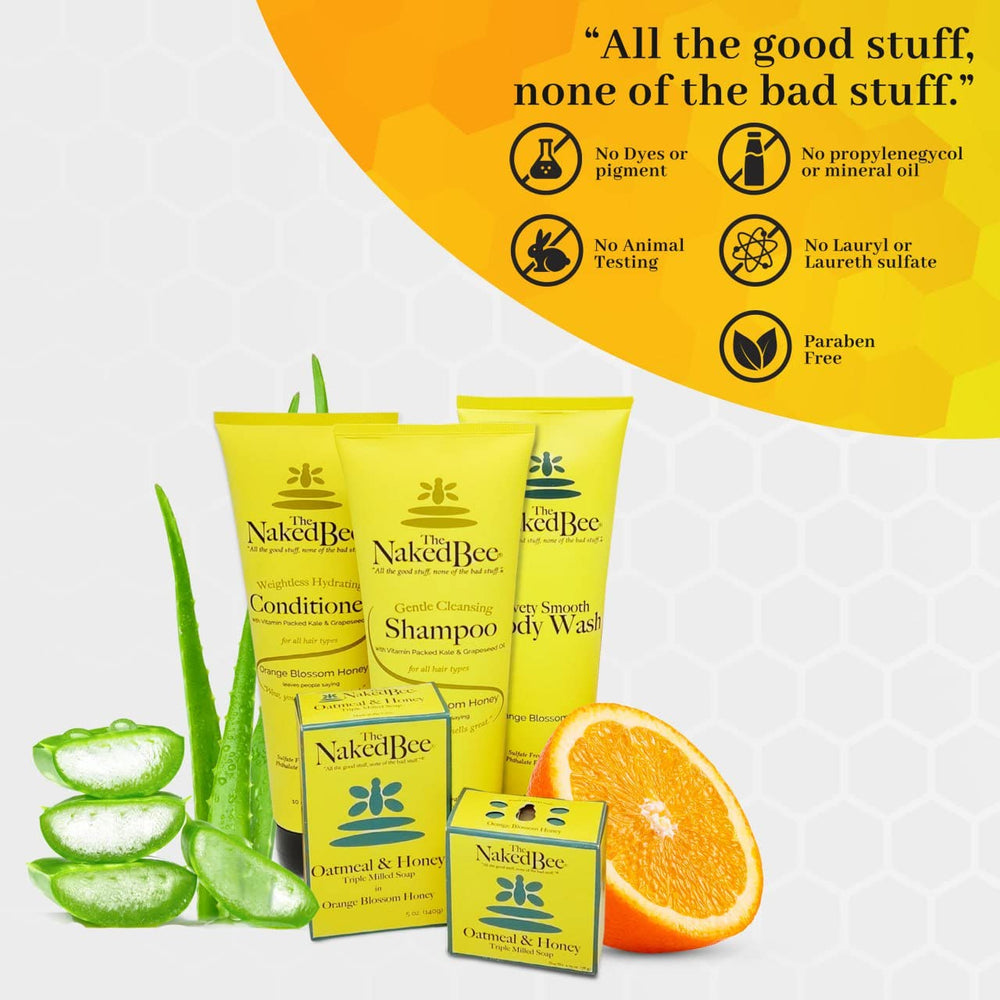 The Naked Bee ingredients display with honey and spirulina for nourishment