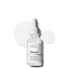 The Ordinary front bottle showing clean packaging and clear serum benefit