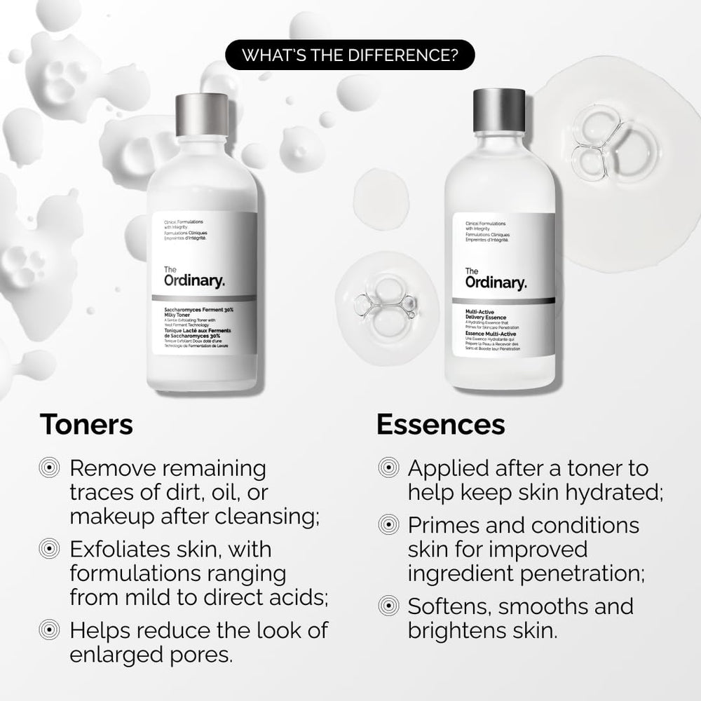 The Ordinary essence staged with serums to show layering and enhanced delivery