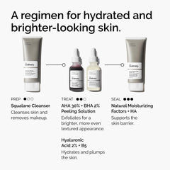The Ordinary peeling solution size scale bottle beside a coin, communicates compact 1 fl oz travelable size