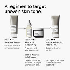 The Ordinary powder on bathroom counter in routine setting showing practical daily use benefit