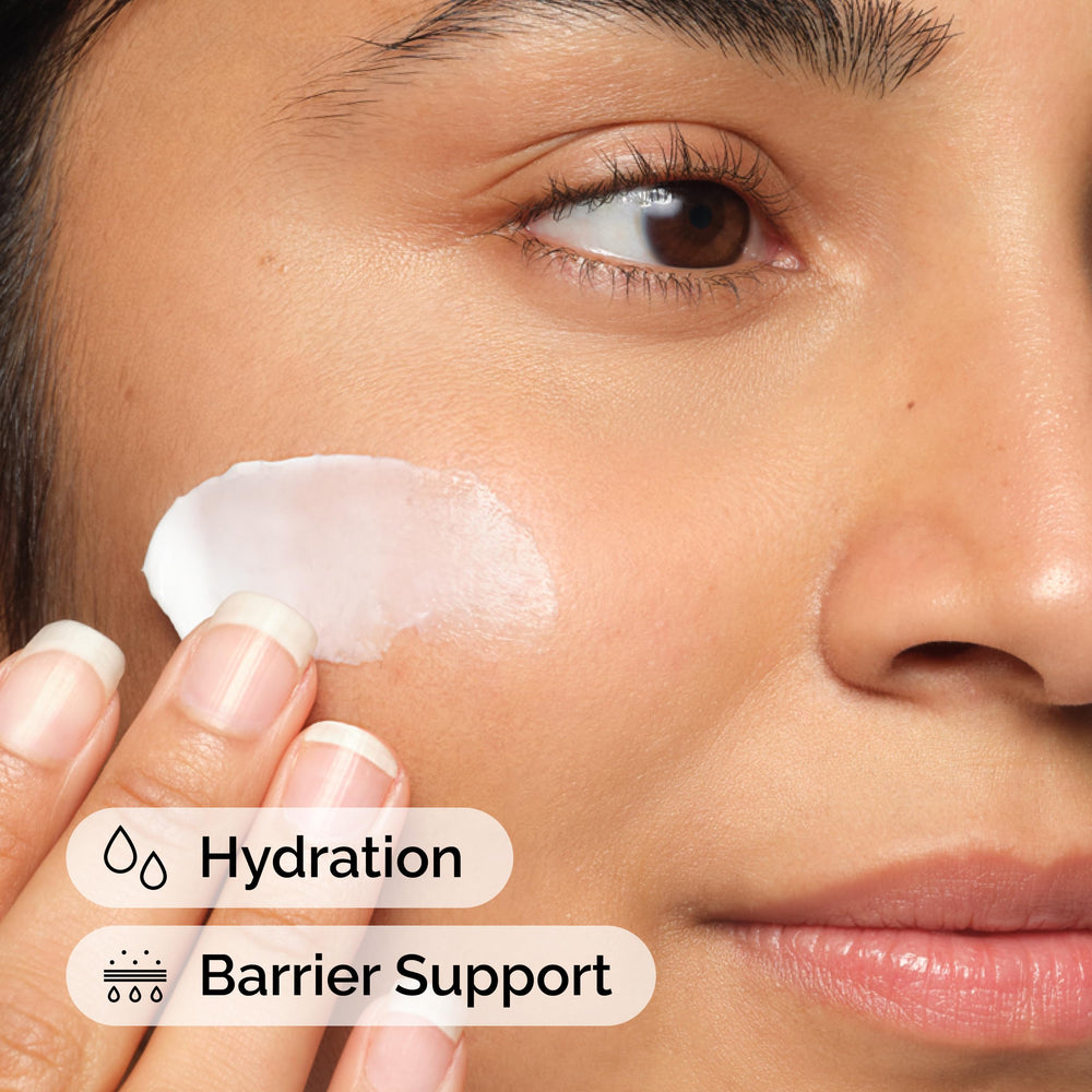 The Ordinary next to a ruler for 3.4 fl oz scale and travel-friendly benefit