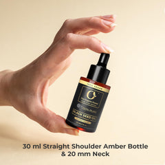 The Organic Forest bottle beside a hand for size perspective and portability