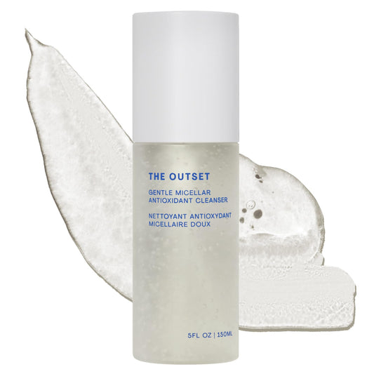 The Outset front packaging showing 5 fl oz bottle and clean design, gentle cleansing benefit