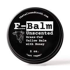 The Tallowed Truth open balm texture close-up revealing creamy, meltable tallow for deep hydration