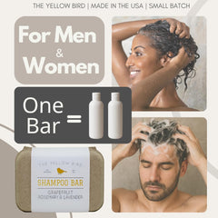 The Yellow Bird bar producing suds in a shower, demonstrating effective lather for hair and body