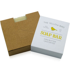Close-up of The Yellow Bird soap texture highlighting smooth surface and moisturizing shea butter