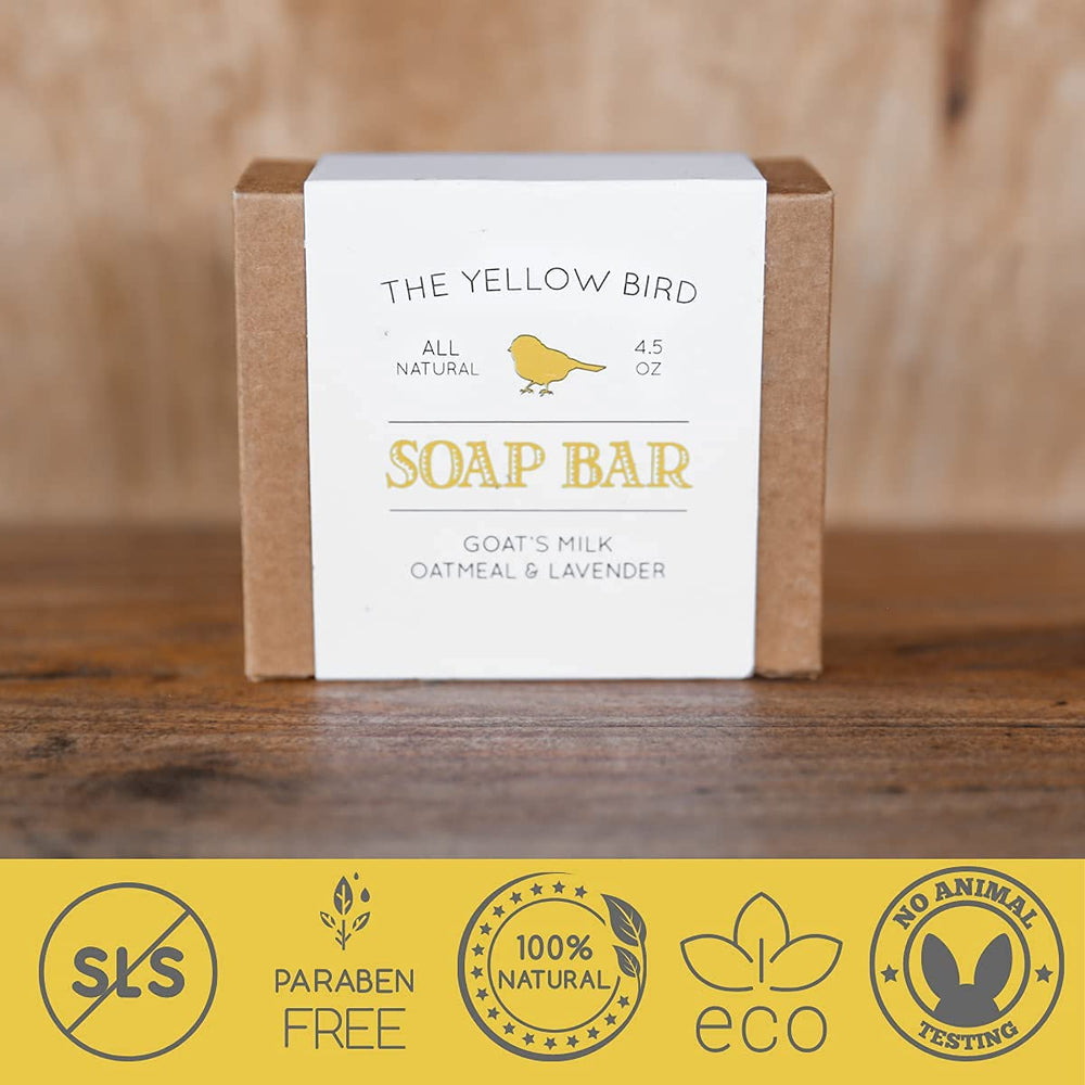 The Yellow Bird soap size comparison with hand shows easy handling and travel convenience