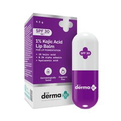 The Derma Co lip balm front packaging showing compact travel-friendly stick and brand