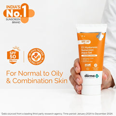 The Derma Co sunscreen gel texture close-up highlighting lightweight hydration