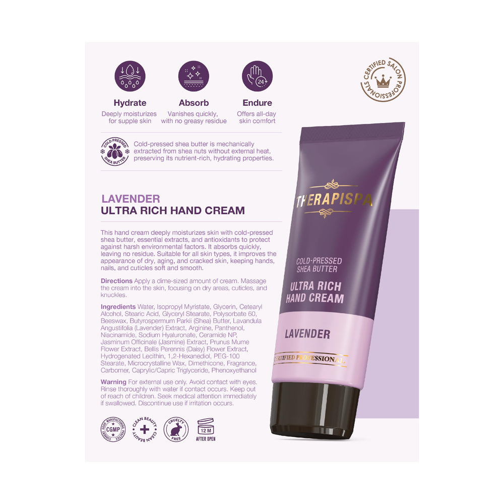 THERAPISPA back label close-up showing ingredient list and usage benefits