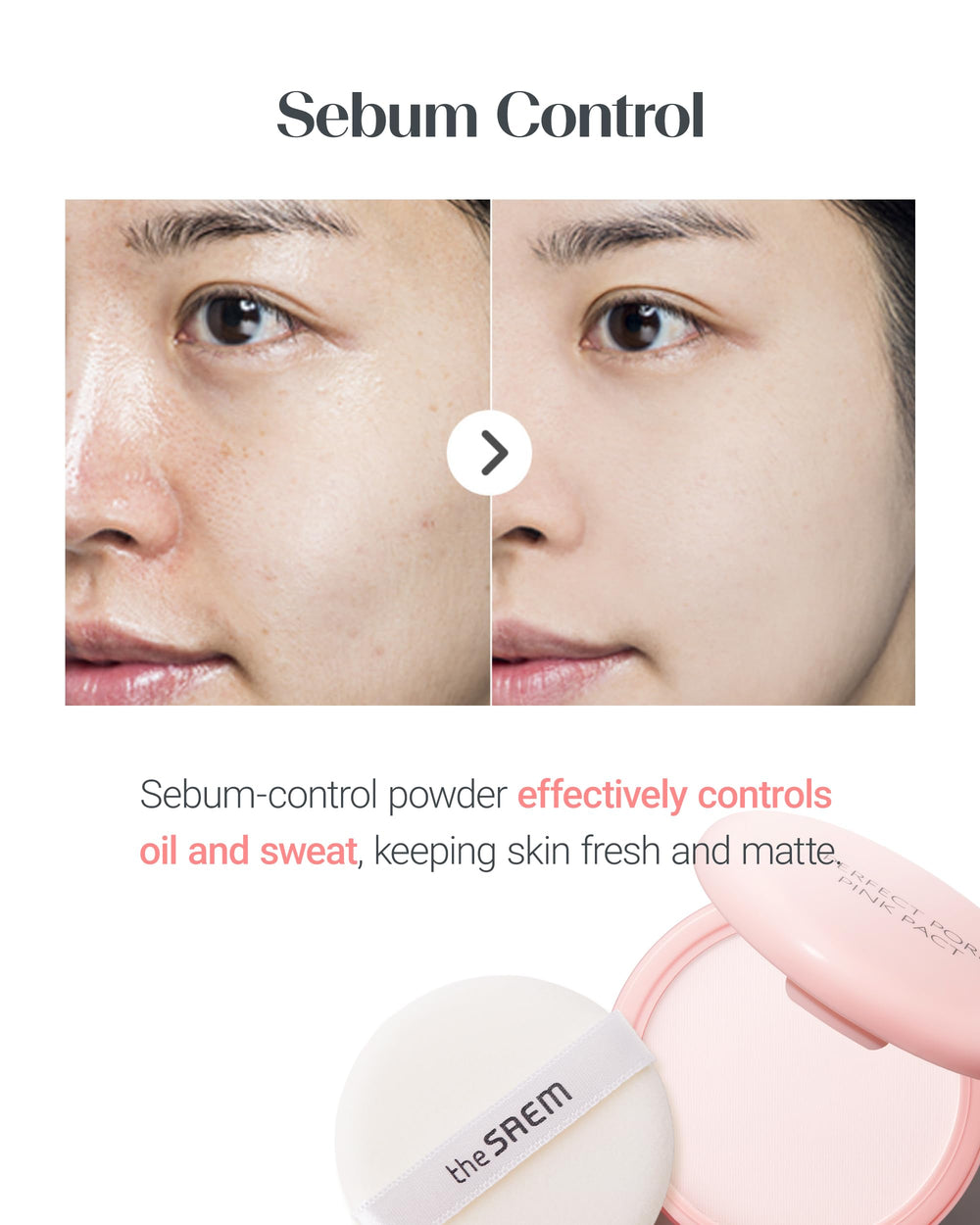THESAEM close-up powder texture, shows fine particles for soft finish