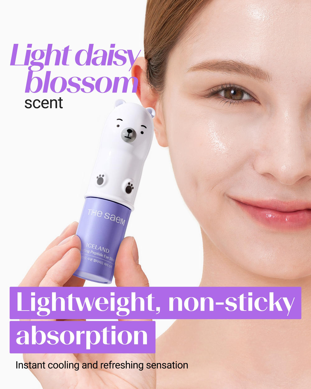 THESAEM eye stick held in hand showing size and portability benefit