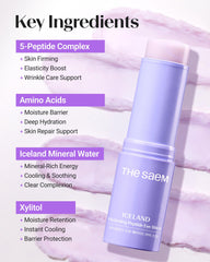 THESAEM eye stick beside ingredient bottles showing glacier water benefit
