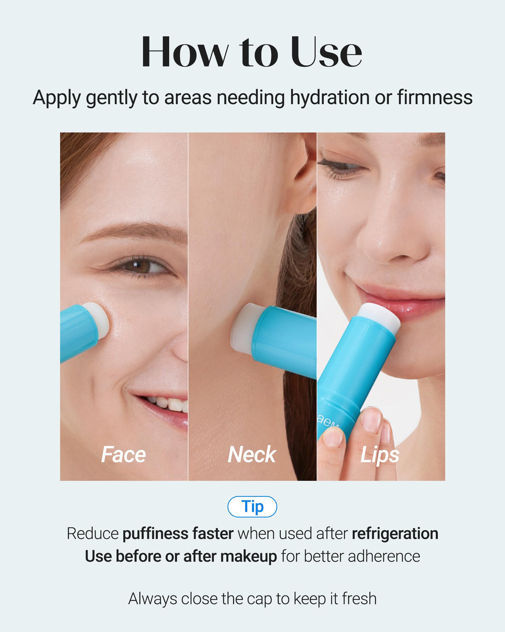 THESAEM ingredients label closeup featuring glacier water and active botanical benefits