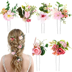 Thiccywoov front view of six pink flower clips showing variety and gift-ready look