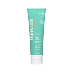 THINK thinkkids front packaging showing clear zinc sunblock, easy identification and protection