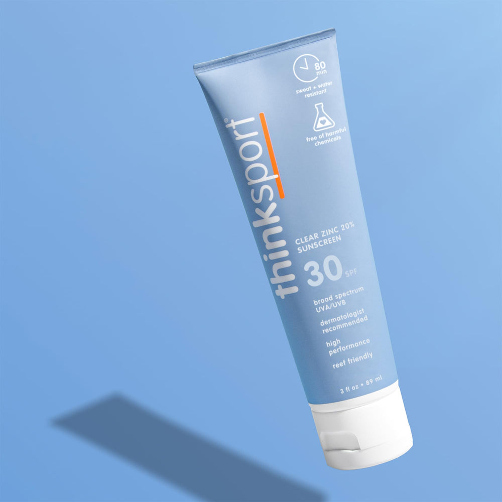 Applying Thinksport to forearm, brand provides quick coverage for sensitive skin