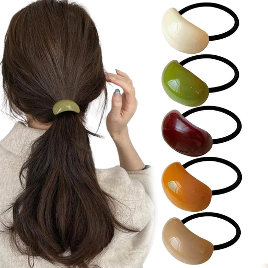 Thinslimer front pack view showing five colorful elastic ponytail holders and neat presentation
