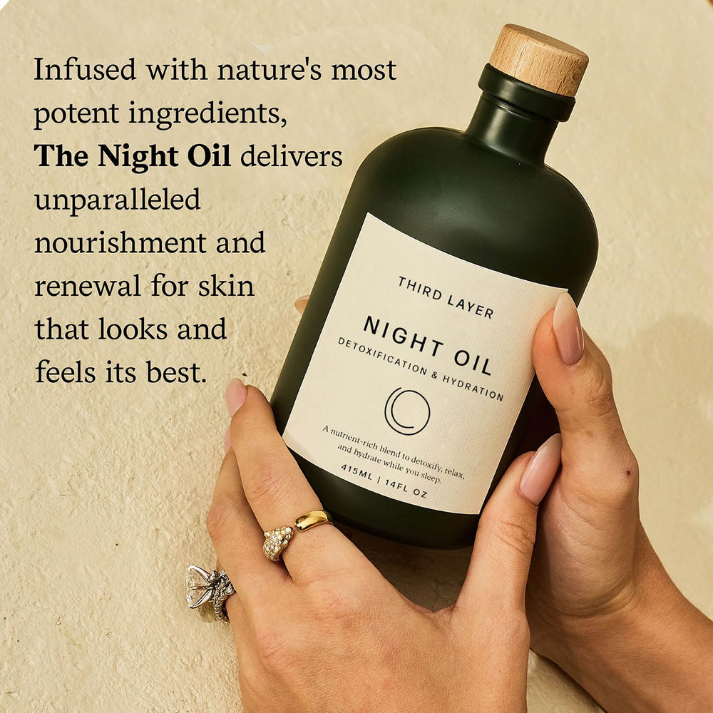 Third Layer bottle beside bedside lamp for evening ritual