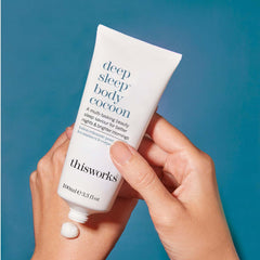 THISWORKS tube on nightstand suggesting bedtime routine convenience