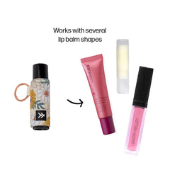 Thread Wallets Blossom beside chapstick showing size compatibility benefit
