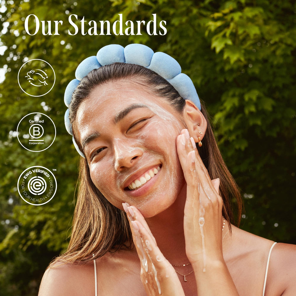 Three Ships product styled on a bathroom vanity representing real-life skincare use