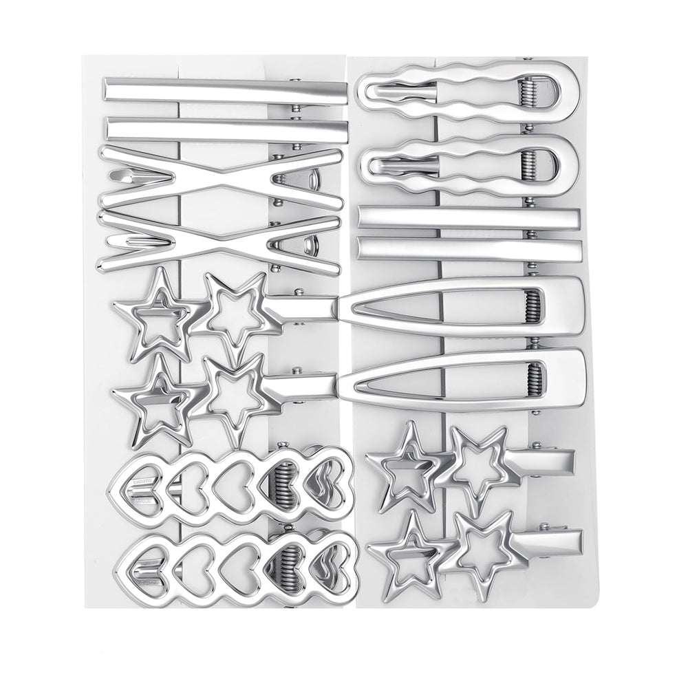 TianRan front view of 16PCS silver clip set showing variety and polished look