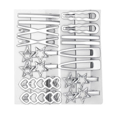 TianRan front view of 16PCS silver clip set showing variety and polished look