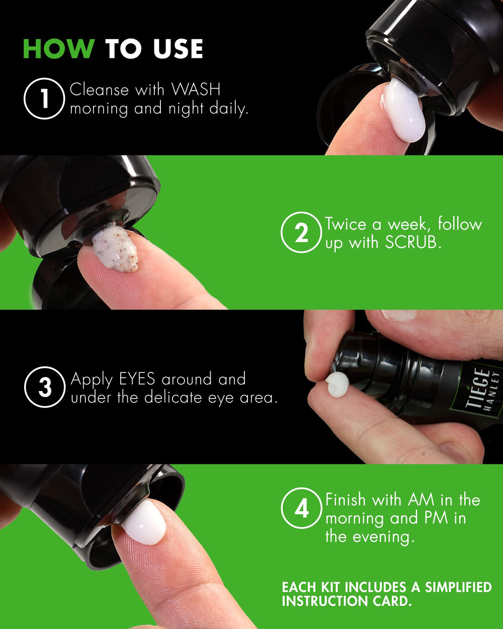 Tiege Hanley product in use as man applies moisturizer for hydration