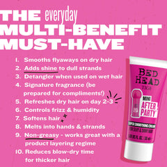 TIGI Bed Head styled hair in studio lifestyle shot, displays glossy salon-like finish