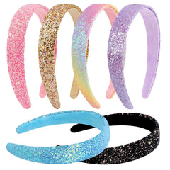 Tihebax six headbands flat lay showing colors and variety, adds outfit sparkle