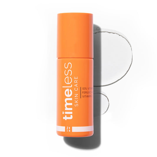 Timeless Skin Care bottle front view showing clean packaging and product benefit