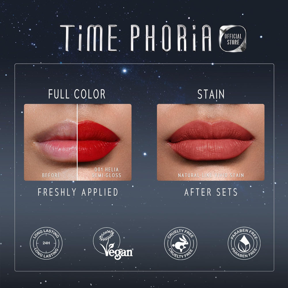 TIMEPHORIA watery gel texture swipe demonstrating smooth coverage and vivid pigment
