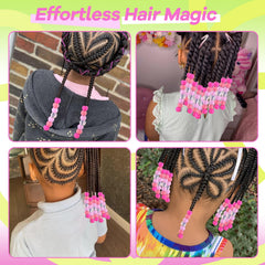 TINKRSTUFF beads applied to braids showing colorful styling